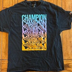 Champion Black Short Sleeve Tee with Graphic Design